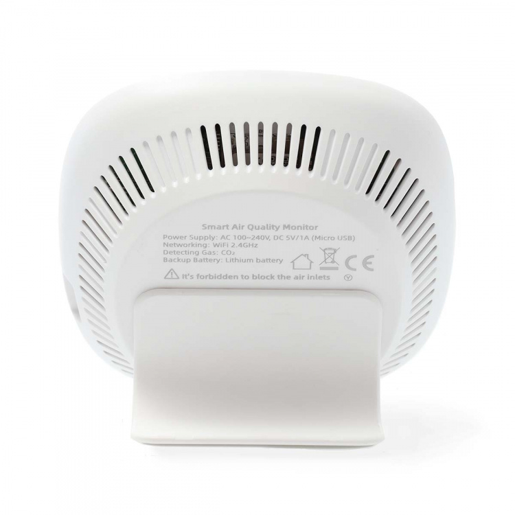 Nedis SmartLife-ilmanlaatumittari | Wi-Fi | Sisältää näytön | Hiilidioksidi (CO2) / Kosteus / Lämpötila | Android™ / IOS | Musta / Valkoinen