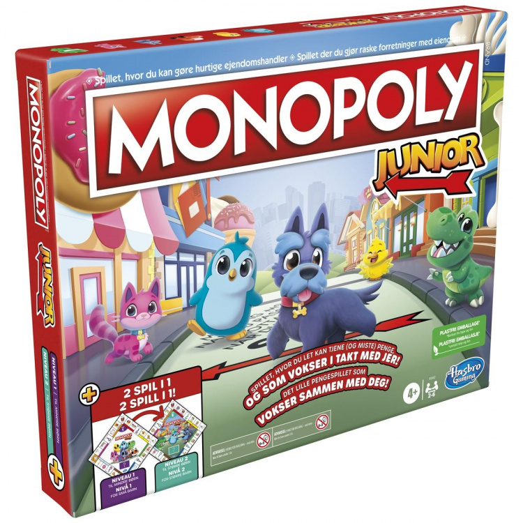 Hasbro Monopoly Junior 2 peliä yhdessä (DK/NO) Hasbro Monopoly Junior 2 peliä yhdessä (DK/NO)