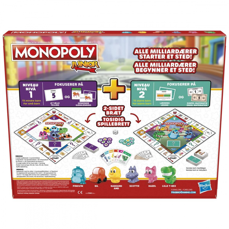 Hasbro Monopoly Junior 2 peliä yhdessä (DK/NO) Hasbro Monopoly Junior 2 peliä yhdessä (DK/NO)