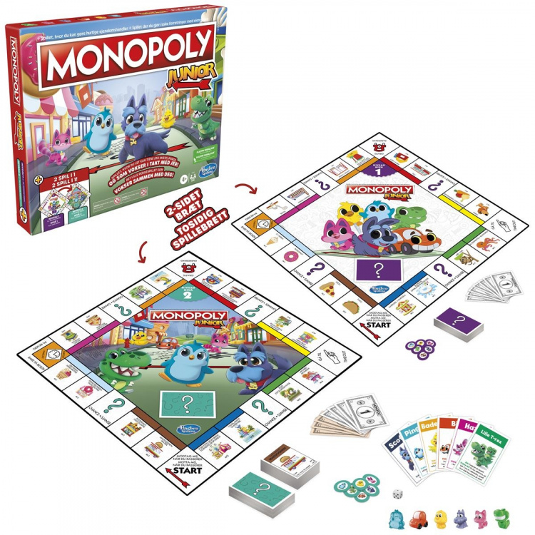 Hasbro Monopoly Junior 2 peliä yhdessä (DK/NO) Hasbro Monopoly Junior 2 peliä yhdessä (DK/NO)