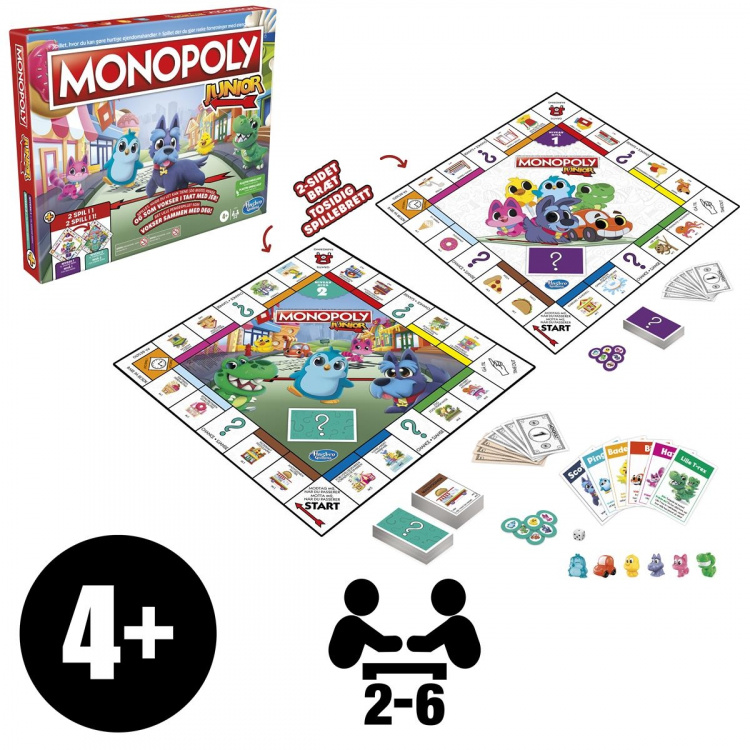 Hasbro Monopoly Junior 2 peliä yhdessä (DK/NO) Hasbro Monopoly Junior 2 peliä yhdessä (DK/NO)