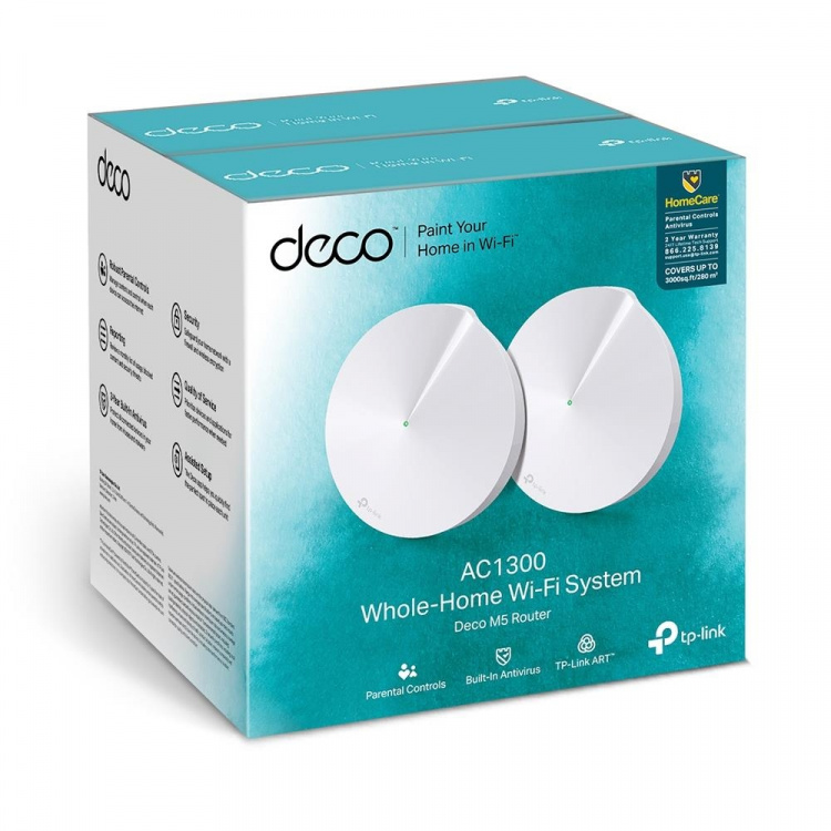 TP-Link Deco M5 (2-pack) AC1300 Whole-Home Mesh Wi-Fi -järjestelmä (koko koti)