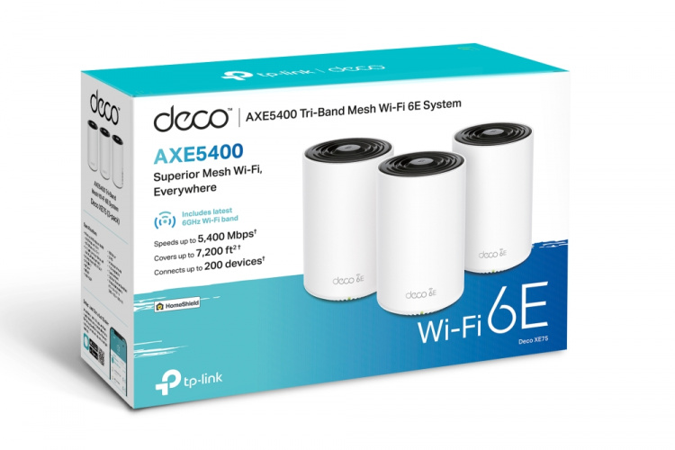 TP-Link Deco XE75 (3-pack) Wi-Fi 6E AXE5400 Koko kodin verkko-WiFi-järjestelmä (Whole-Home Mesh)