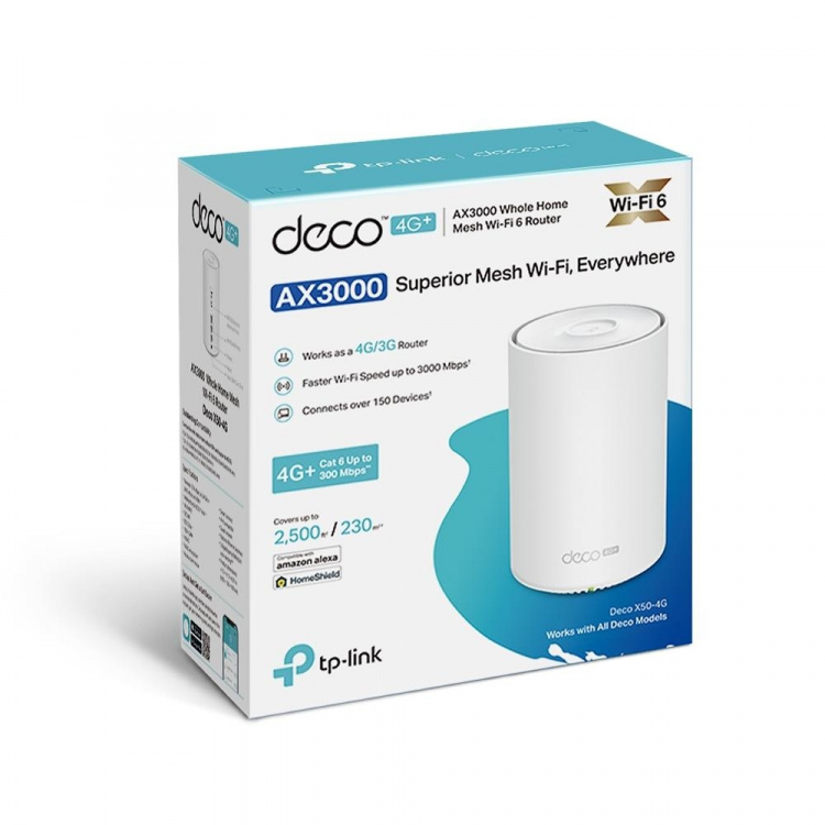 TP-Link Deco X50 Wi-Fi 6 AX3000 4G Whole-Home Mesh Gateway -verkkoverkkoyhteys