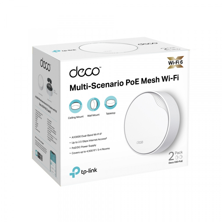 TP-Link Deco X50-PoE Wi-Fi 6 AX3000 Mesh-järjestelmä PoE:llä (2-pack)