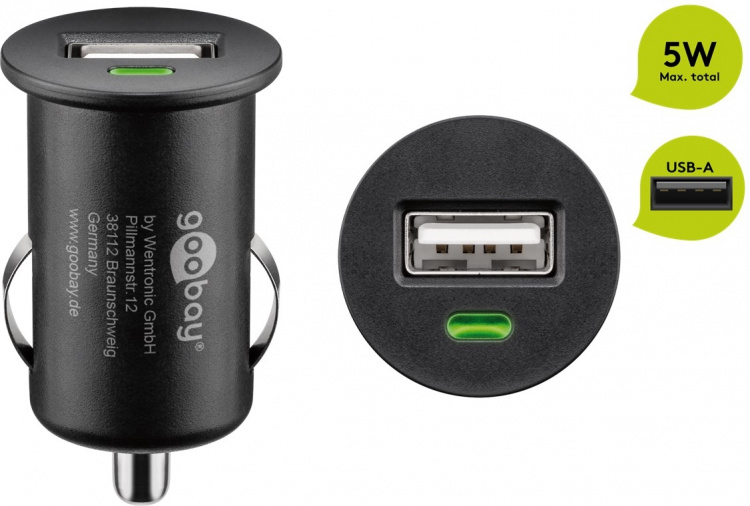Goobay Biladdare (5 W) 5 W max. 1,0 A (12/24 V) 1x USB Goobay Biladdare (5 W) 5 W max. 1,0 A (12/24 V) 1x USB
