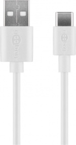 Goobay USB-C™ Dual laddningssats (5 W) Strömförsörjning med USB-C™-kabel 1 m (vit)