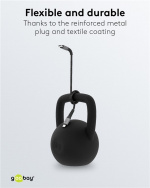 Goobay Lightning-USB-C™ textilkabel med metallkontakter, 2 m MFi-certifierad, elegant och extra robust laddnings- och synkroniseringskabel för Apple iPhone/iPad (svart, grå)