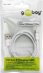 Goobay Lightning USB-kabel för laddning och synkronisering, 1 m, vit MFi-kabel för Apple iPhone/iPad