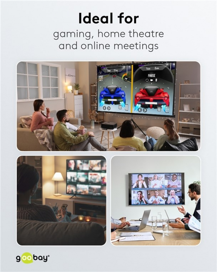 Goobay Manuell HDMI™-omkopplare 3 till 1 (4K @ 30 Hz) för att växla mellan 3x HDMI™-enheter som är anslutna till 1x HDMI™-skärm Goobay Manuell HDMI™-omkopplare 3 till 1 (4K @ 30 Hz) för att växla mellan 3x HDMI™-enheter som är anslutna till 1x HDMI™-skärm