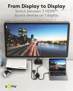 Goobay Manuell HDMI™-omkopplare 3 till 1 (4K @ 60 Hz) för att växla mellan 3x HDMI™-enheter som är anslutna till 1x HDMI™-skärm