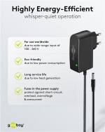 Goobay 12 V nätdel (7,2 W / 0,6 A) med centrumstift (han) 5,5 mm x 2,5 mm