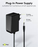 Goobay 12 V nätdel (27 W / 2,25 A) med centrumstift (han) 5,5 mm x 2,1 mm