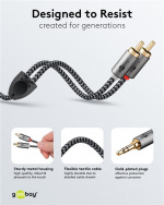 Goobay Ljudadapterkabel AUX, 3,5 mm jack till stereo RCA-kontakt, 2 m Pawl 3,5 mm plugg (3-stift, Stereo) > 2x RCA-kontakt (ljud vänster / höger) Goobay Ljudadapterkabel AUX, 3,5 mm jack till stereo RCA-kontakt, 2 m Pawl 3,5 mm plugg (3-stift, Stereo) > 2x RCA-kontakt (ljud vänster / höger)