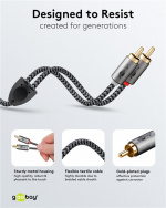 Goobay Stereo RCA-kabel, 1 m 2x RCA-kontakt (ljud vänster / höger) > 2x RCA-kontakt (ljud vänster / höger)