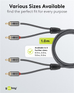 Goobay Stereo RCA-kabel, 1 m 2x RCA-kontakt (ljud vänster / höger) > 2x RCA-kontakt (ljud vänster / höger)
