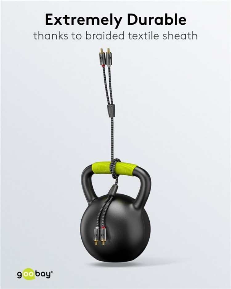 Goobay Stereo RCA-kaapeli, 3m 2x RCA-liitin (audio vasen/oikea) > 2x RCA-liitin (audio vasen/oikea)