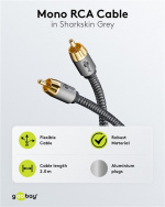 Goobay Mono RCA-kabel, 2 m Cinch kontakten (woofer, Center) > Cinch kontakten (woofer, Center)