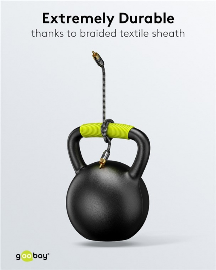 Goobay Mono RCA-kabel, 2 m Cinch kontakten (woofer, Center) > Cinch kontakten (woofer, Center)