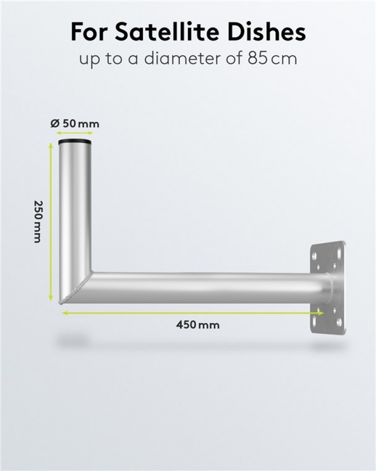 Goobay Vägghållare i aluminium för parabolantenn, avstånd till väggen 450 mm högkvalitativt väggfäste för parabolantenner av rostfri och väderbeständig aluminium Goobay Vägghållare i aluminium för parabolantenn, avstånd till väggen 450 mm högkvalitativt väggfäste för parabolantenner av rostfri och väderbeständig aluminium