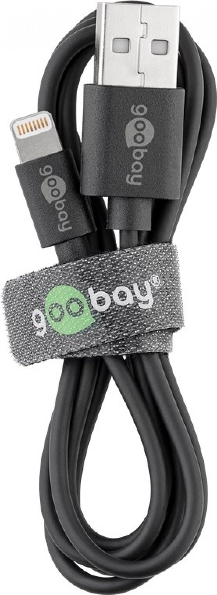Goobay Lightning USB-kabel för laddning och synkronisering, 2 m, svart MFi-kabel för Apple iPhone/iPad