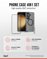 3SIXT 4in1 Protection Bundle mobilskal, skärmskydd, kameraskydd och stressfri applikator, kompatibel med Samsung Galaxy S24, transparent 3SIXT 4in1 Protection Bundle mobilskal, skärmskydd, kameraskydd och stressfri applikator, kompatibel med Samsung Galaxy S24, transparent