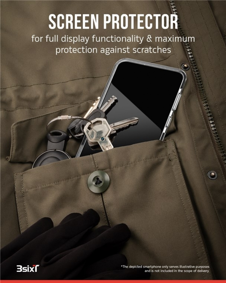 3SIXT 4in1 Protection Bundle mobilskal, skärmskydd, kameraskydd och stressfri applikator, kompatibel med Samsung Galaxy S24, transparent 3SIXT 4in1 Protection Bundle mobilskal, skärmskydd, kameraskydd och stressfri applikator, kompatibel med Samsung Galaxy S24, transparent