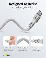 Goobay USB-C™ supersoft textilkabel med metallkontakter, 0,5 m, vit elegant och extra robust anslutningskabel för enheter med USB-C™-port