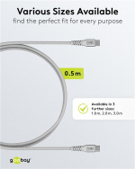 Goobay USB-C™ supersoft textilkabel med metallkontakter, 0,5 m, vit elegant och extra robust anslutningskabel för enheter med USB-C™-port