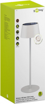 Goobay Trådlös LED-bordslampa med solcell, vit med touchkontroll, 150 lm, varmvit (3000 K), steglöst dimbar
