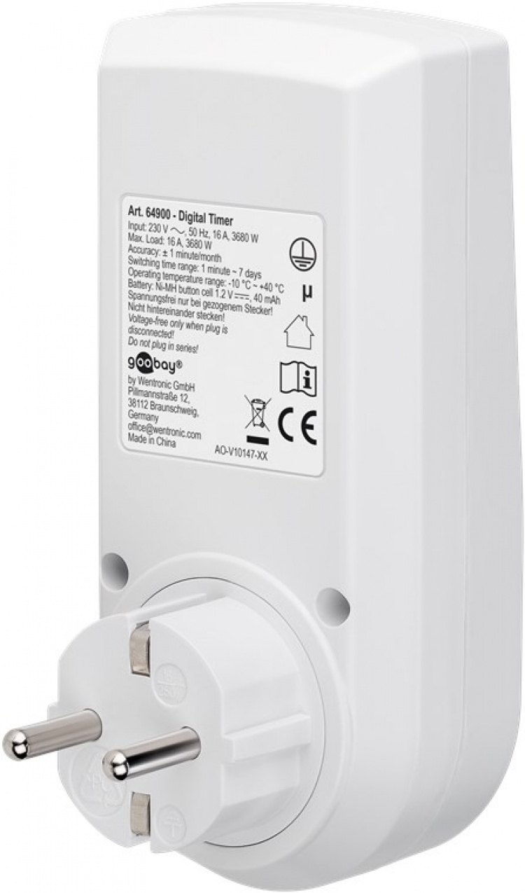 Goobay Digital timer, set om 3 programmerbar timer med kontakt med skyddsjord (typ F)