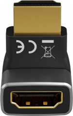 Goobay HDMI™ vinkeladapter 90° vertikal, 8K @ 60 Hz, guldpläterad HDMI™-uttag (typ A) > HDMI™ kontakt (typ A) 90 °