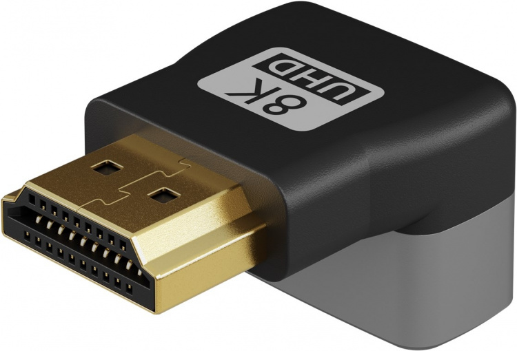 Goobay HDMI™ vinkeladapter 90° vertikal, 8K @ 60 Hz, guldpläterad HDMI™-uttag (typ A) > HDMI™ kontakt (typ A) 90 °