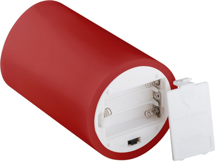 Goobay 4-pack LED-ljus av äkta vax, röd, inkl. 12x AAA (LR03) med timerfunktion och pendelveke, batteridriven, varmvitt (2700 K)
