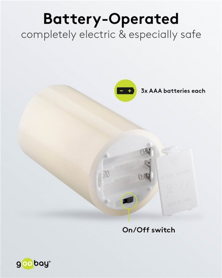 Goobay 3-pack LED-ljus av äkta vax, vita med timerfunktion och fjärrkontroll, dimbar, batteridriven