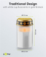 Goobay LED gravljus med timer, vitt varmvit (2400 K), batteridriven (2x C/LR14), för inom- och utomhusbruk (IP44) Goobay LED gravljus med timer, vitt varmvit (2400 K), batteridriven (2x C/LR14), för inom- och utomhusbruk (IP44)