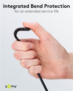 Goobay USB-C™ supersoft textilkabel med metallkontakter, 1 m, svart elegant och extra robust anslutningskabel för enheter med USB-C™-port