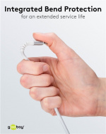 Goobay Lightning-USB-A supersoft textilkabel med metallkontakter, 1 m, vit MFi-certifierad, elegant och extra robust laddnings- och synkroniseringskabel för Apple iPhone/iPad (vit)