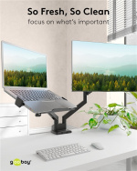 Goobay Deluxe laptopfäste för monitorarm, svart för bildskärmar från 11,6 till 17,3 tum (29 - 44 cm), max. 9 kg, för montering på ett bildskärmsfäste