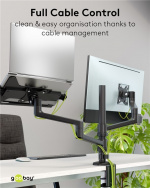 Goobay Deluxe laptopfäste för monitorarm, svart för bildskärmar från 11,6 till 17,3 tum (29 - 44 cm), max. 9 kg, för montering på ett bildskärmsfäste