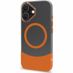 Celly Magdual MagSafe-kompatibelt skal iPhone 16 Orange + Transparent