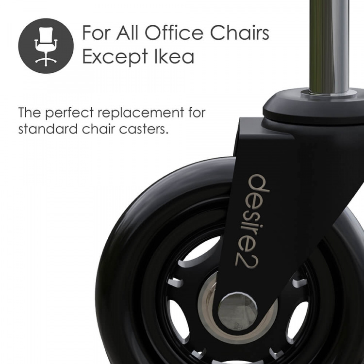 Desire2 Swivel Roller Wheels For Universal Chairs 22mm 5-pk