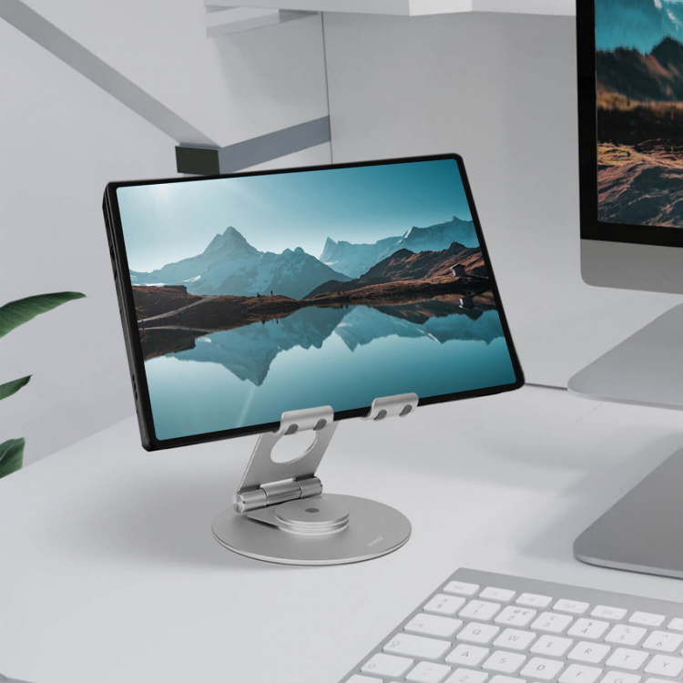 Desire2 Dual Pivot 360 -teline tableteille ja puhelimille, hopea