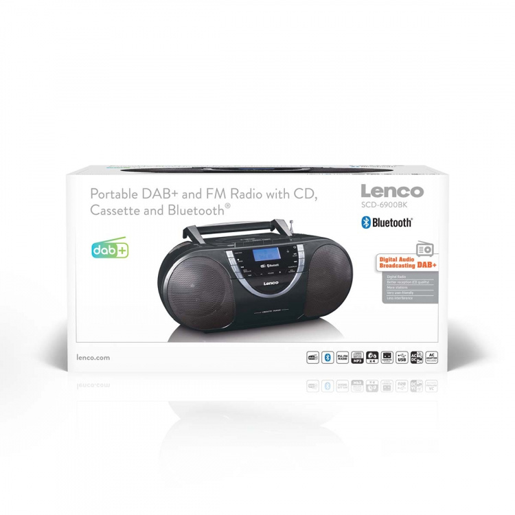 Lenco Kannettava DAB+- ja FM-radio CD-kasetilla ja Bluetoothilla Musta