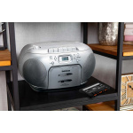 Lenco Kannettava FM Radio CD kasettisoitin Hopea Lenco Kannettava FM Radio CD kasettisoitin Hopea