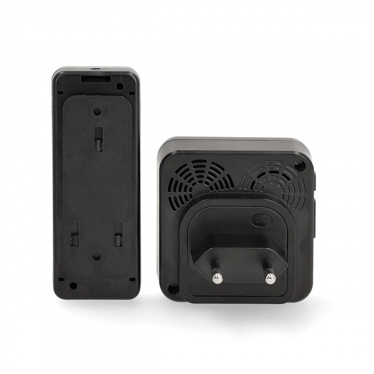 Nedis Langaton Ovikellosarja | Verkkovirtakäyttöinen | 100 - 240 V AC 50/60 Hz | 1x 23A 12V | Äänenvoimakkuus: 110 dB | Signaalin kantama: 150 m | IP55 | Säädettävä äänenvoimakkuus | 58 Melodiaa | 1 Vastaanotin | Musta Nedis Langaton Ovikellosarja | Verkkovirtakäyttöinen | 100 - 240 V AC 50/60 Hz | 1x 23A 12V | Äänenvoimakkuus: 110 dB | Signaalin kantama: 150 m | IP55 | Säädettävä äänenvoimakkuus | 58 Melodiaa | 1 Vastaanotin | Musta