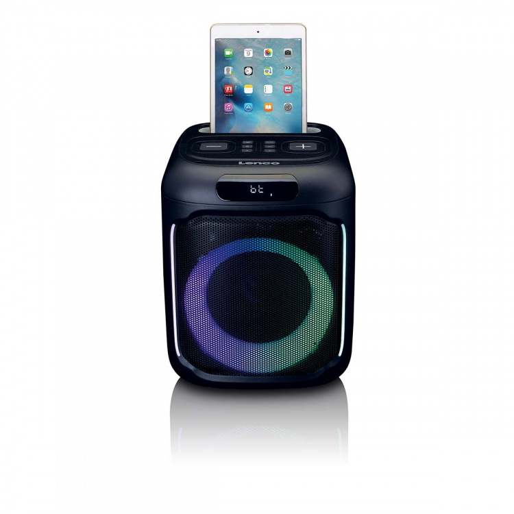 Lenco Pienikokoinen IPX4 Bluetooth® -juhlakaiutin, jossa on langaton mikrofoni