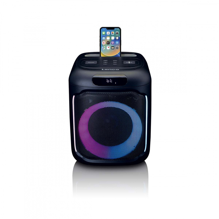 Lenco Pienikokoinen IPX4 Bluetooth® -juhlakaiutin, jossa on langaton mikrofoni