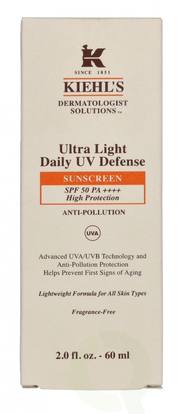 Kiehl\'s D.S. Ultra Light Daily UV Defense Sunscreen SPF50 60 ml Anti-Pollution kaikille ihotyypeille