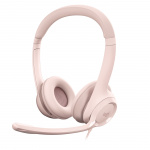 Logitech H390 Langalliset kuulokkeet tietokoneelle/kannettavalle tietokoneelle, stereokuulokkeet, joissa on melua vaimentava mikrofoni, USB-A, ROSE